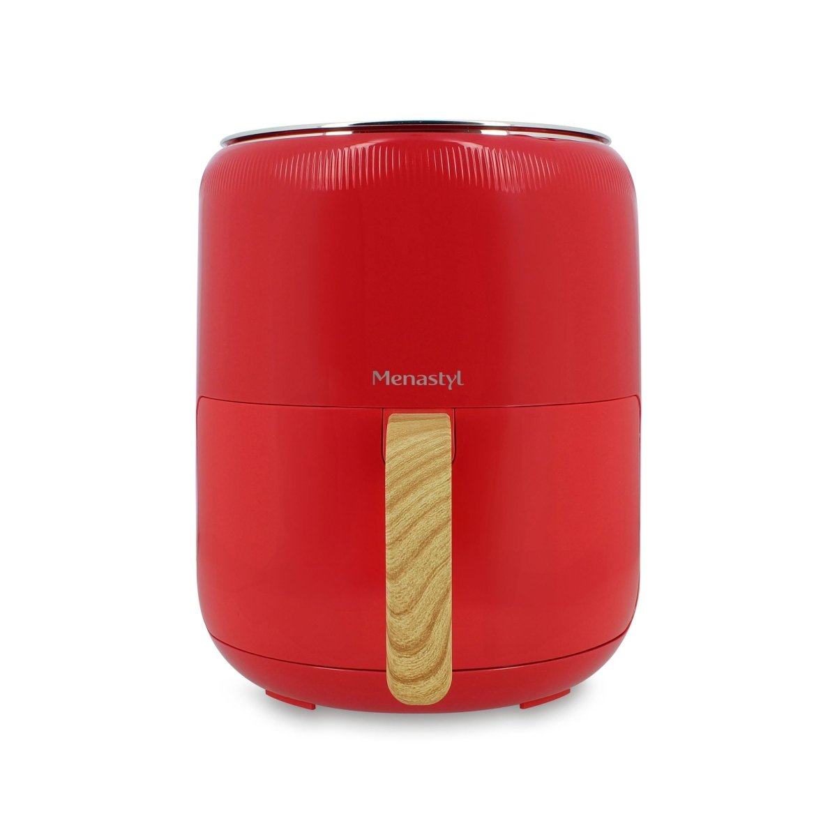 Friteuse à air chaud Colorama 4,5L rouge avec poignée bois, vue de face sur fond blanc