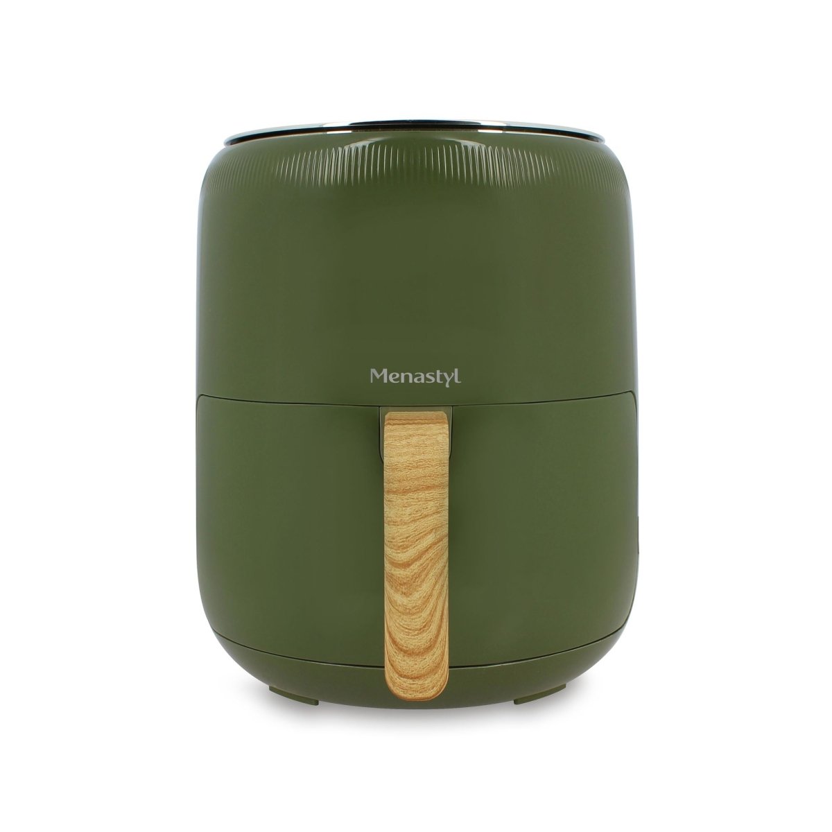 Friteuse à air chaud Colorama 4,5L verte avec poignée bois, vue de face sur fond blanc