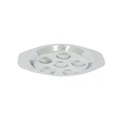 Assiette à escargots en acier inoxydable Menastyl avec 6 cavités, vue en angle sur fond blanc
