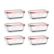 Lot de 6 boîtes hermétiques Clémentine 370ml en verre transparent avec couvercle rose Menastyl, vue d'ensemble