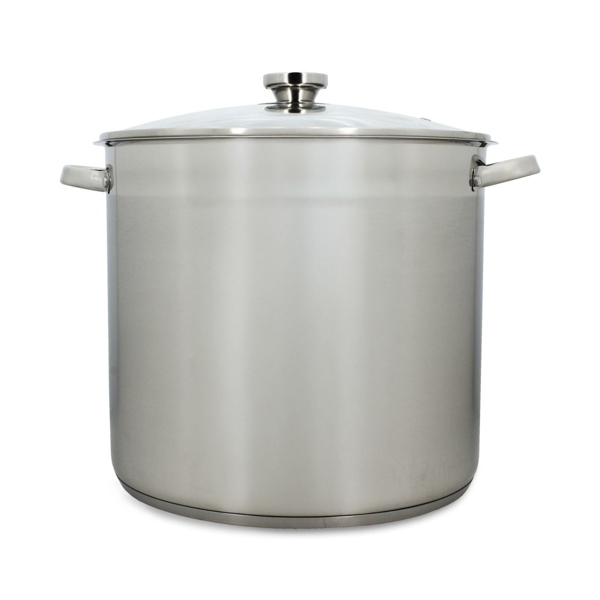 Marmite traiteur 17L 32cm en acier inoxydable avec couvercle en verre Menastyl, vue de face sur fond blanc