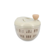 Mini essoreuse à herbes Menastyl en polypropylène crème avec panier perforé et poignée bois, vue principale