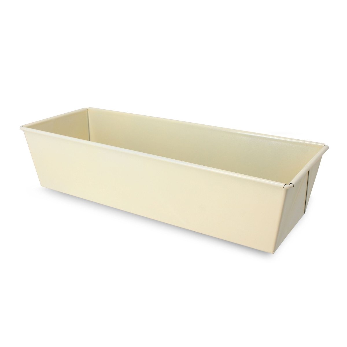 Moule à cake rectangulaire couleur crème en acier carbone Menastyl Colorama 30,5 cm, vue de trois quarts