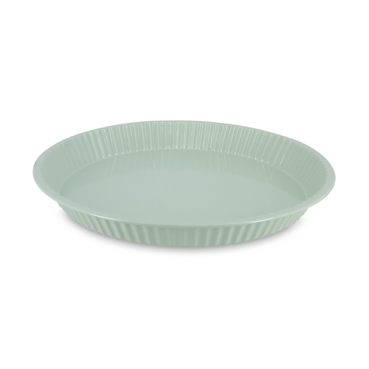 Moule à tarte Céladon 28 cm Menastyl en acier carbone, vue de trois quarts sur fond blanc
