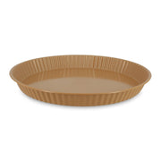 Moule à tarte rond 30cm Colorama noisette en acier carbone Menastyl, vue de trois-quarts, finition dorée striée