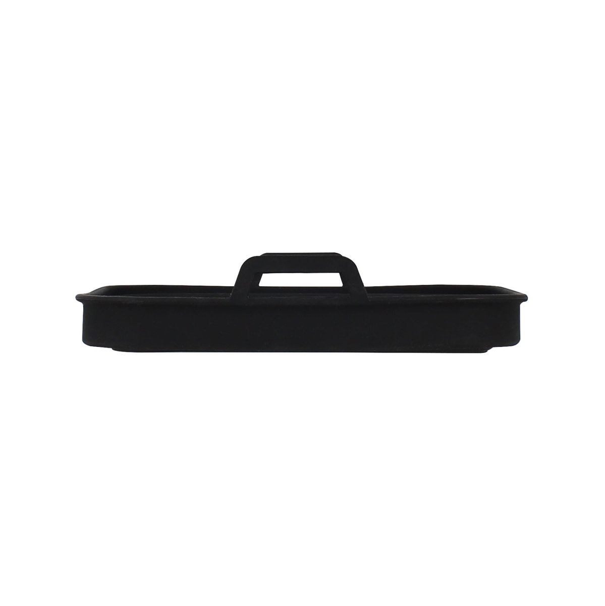 Moule rectangle en silicone noir pour friteuse à air avec poignée centrale, vue de profil