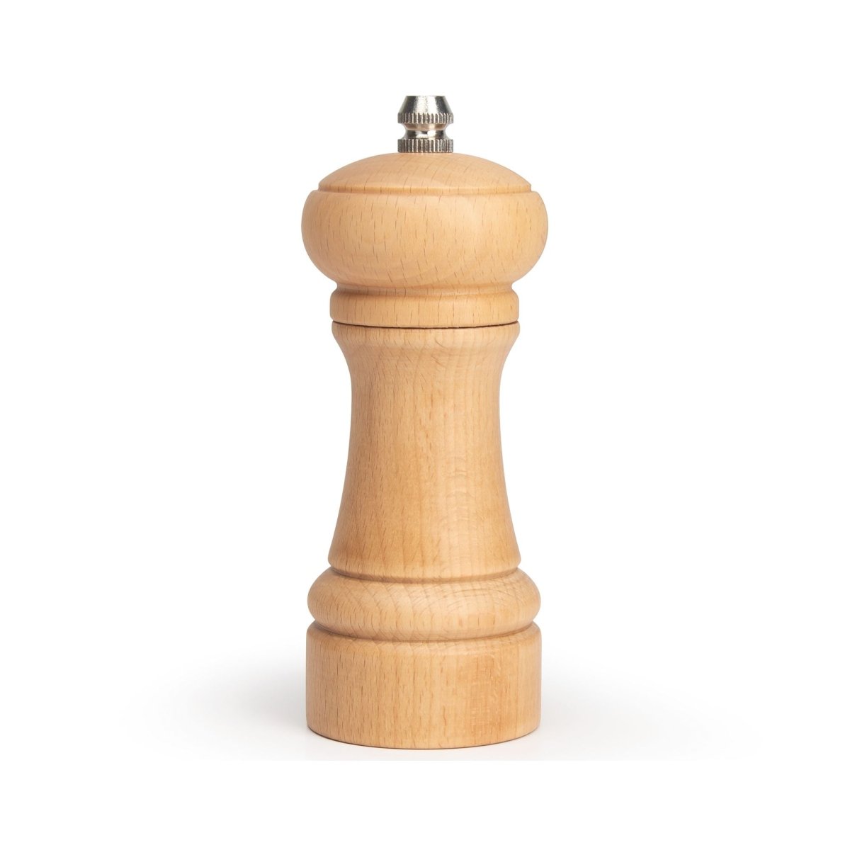 Moulin à sel ou poivre Menastyl 14cm en bois de hêtre naturel avec broyeur céramique, vue principale sur fond blanc