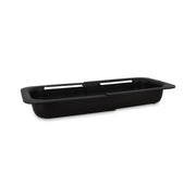 Panier égouttoir extensible Menastyl en polypropylène noir, vue de trois-quarts sur fond blanc