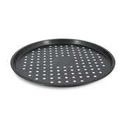Plaque à pizza ronde perforée Amandine 33 cm en acier carbone noir antiadhésif Menastyl