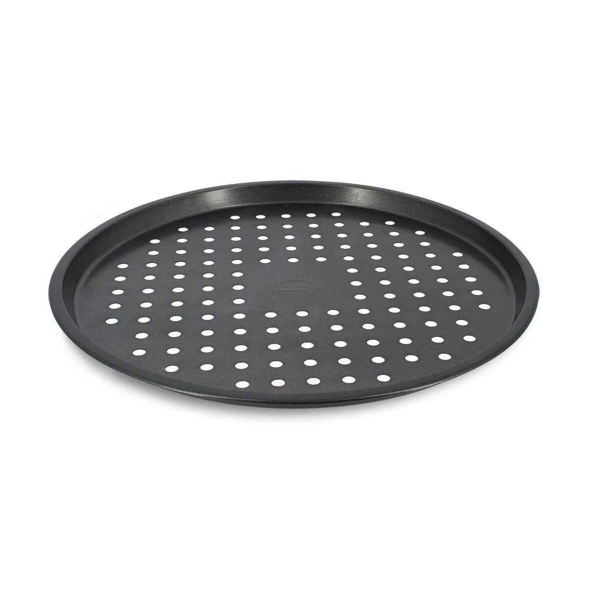 Plaque à pizza ronde perforée Amandine 33 cm en acier carbone noir antiadhésif Menastyl