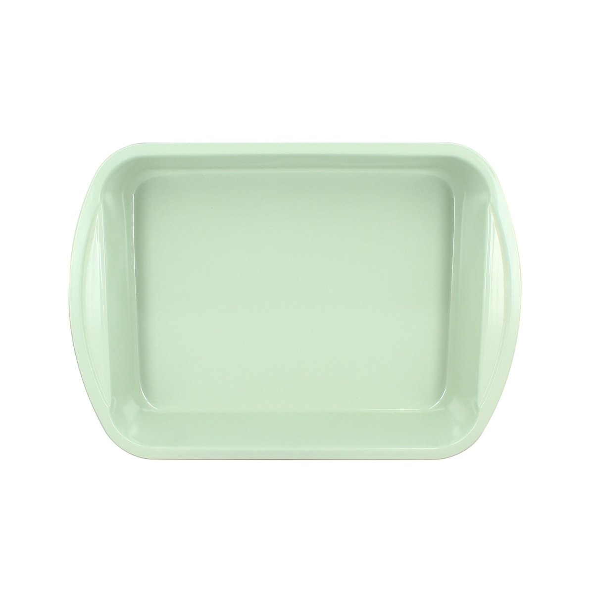 Plat à rôtir en acier carbone 40x28cm avec revêtement céramique vert menthe, vue de dessus
