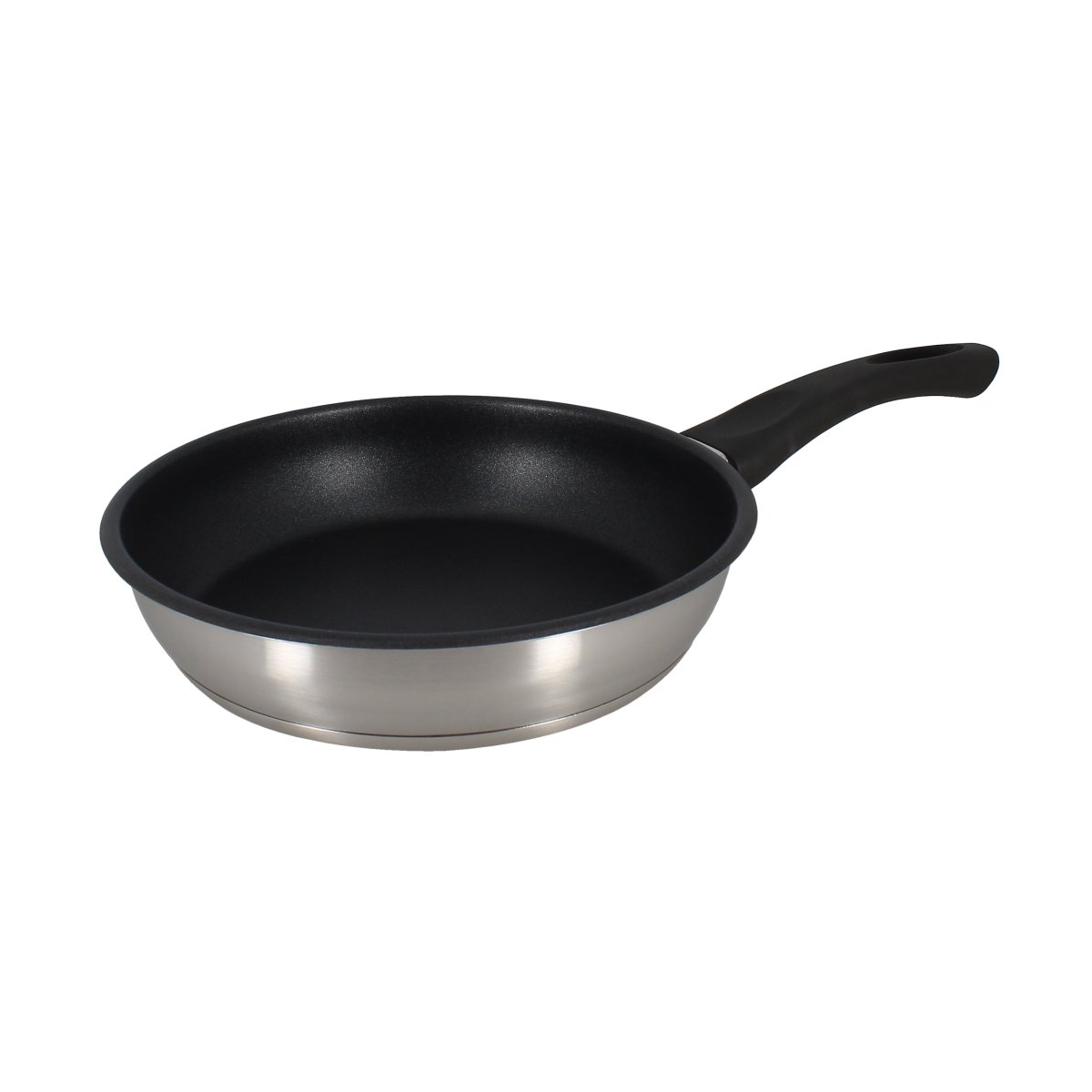 Poêle First 28 cm en acier inoxydable Menastyl avec revêtement antiadhésif noir et manche ergonomique