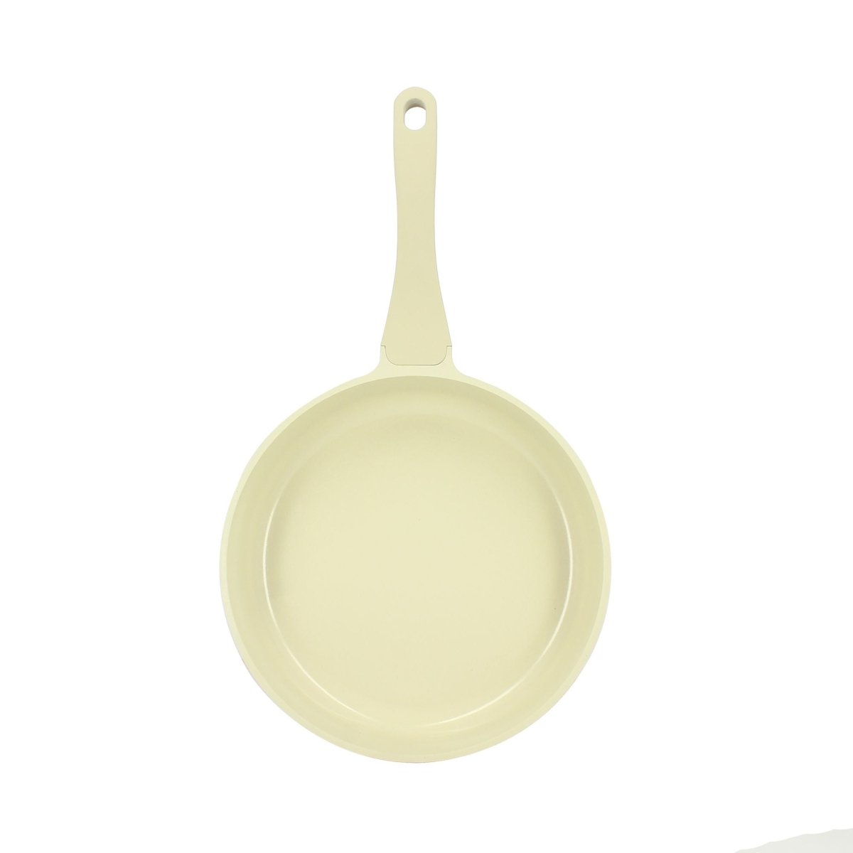 Poêle Pure 20cm en fonte d'aluminium recyclé couleur crème, vue de dessus avec revêtement antiadhésif céramique