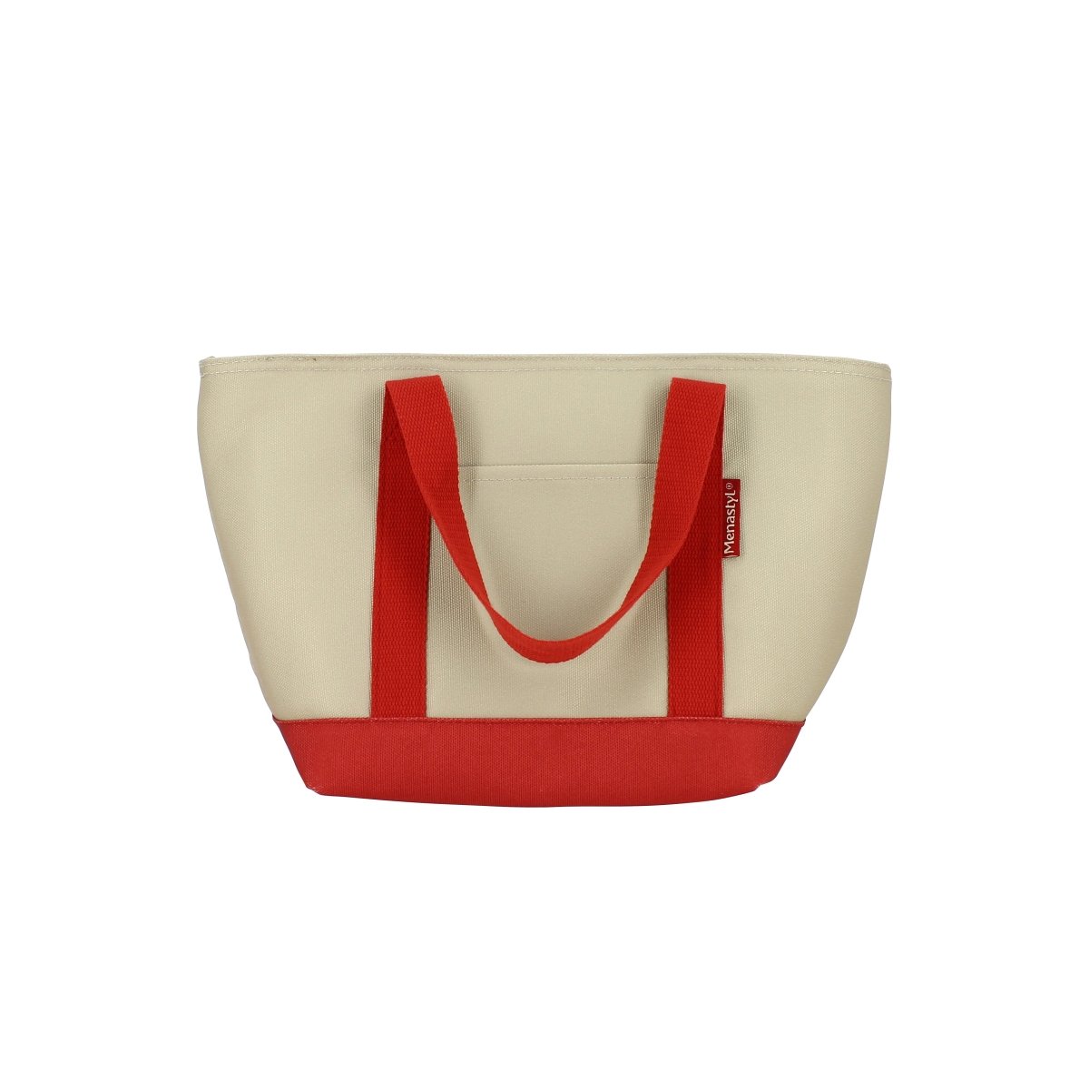 Sac lunch Colorama 7L Menastyl beige et rouge, vue de face sur fond blanc