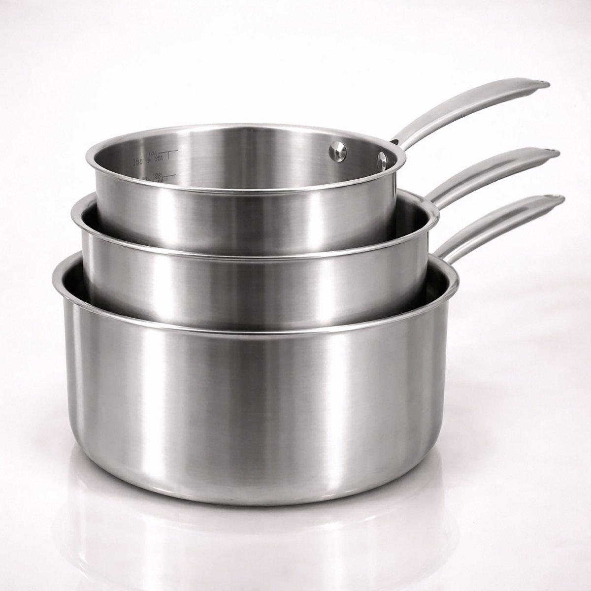 Set de 3 casseroles Triply en acier inoxydable triple couche 16/18/20 cm 🇫🇷 - Menastyl - Set de 3 casseroles