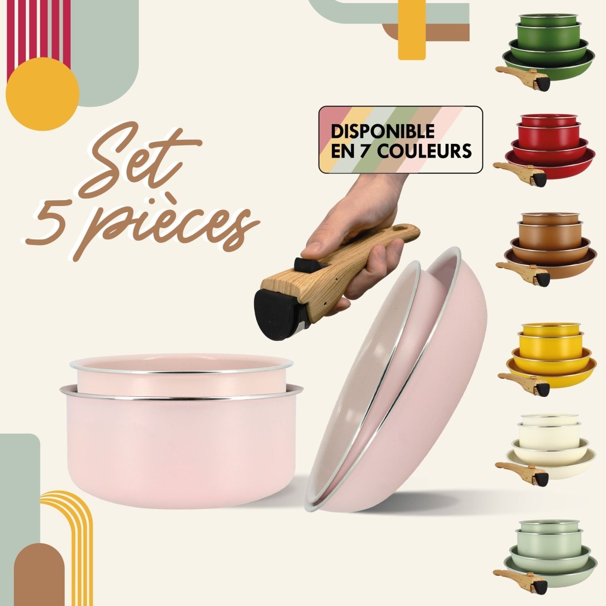 Set de 5 pièces en aluminium recyclé amovible - Menastyl - Set colorama