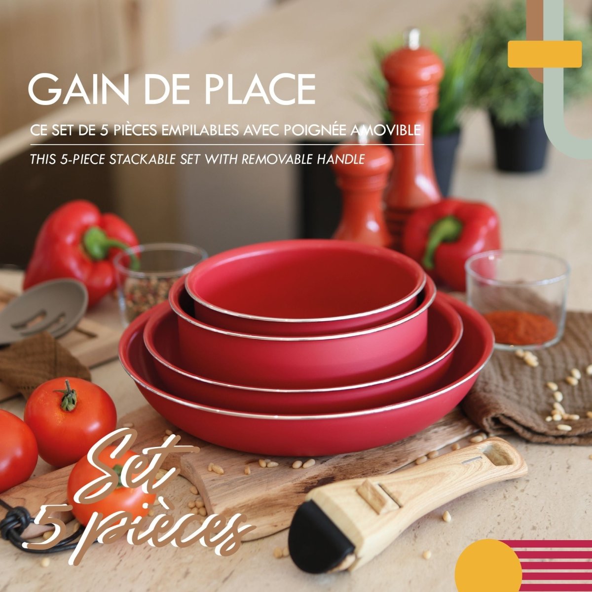 Set de 5 pièces en aluminium recyclé amovible - Menastyl - Set colorama