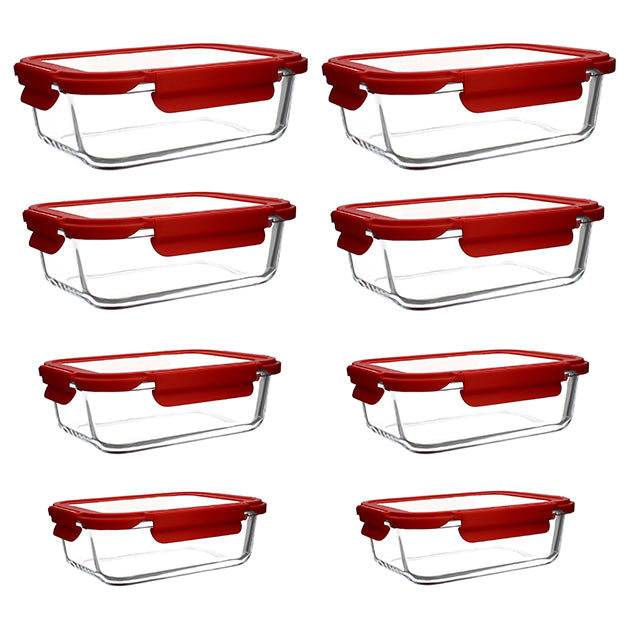 Set of 8 rectangular airtight boxes