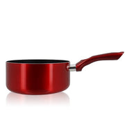 Casserole Cerise 20cm rouge métallisé en aluminium Menastyl, vue de profil sur fond blanc